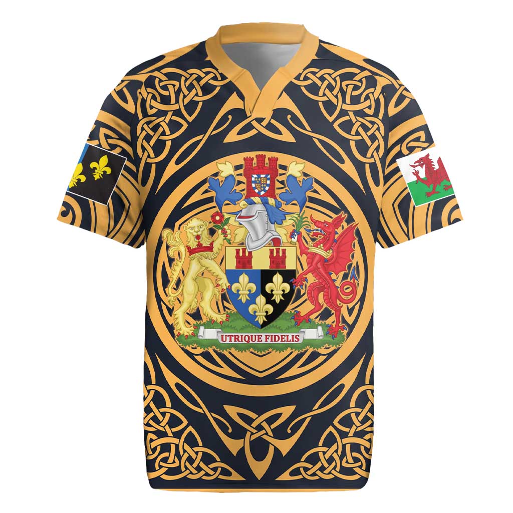 Personalized Monmouthshire Wales Rugby Jersey Coat Of Arms Celtic Style - Wonder Print Shop