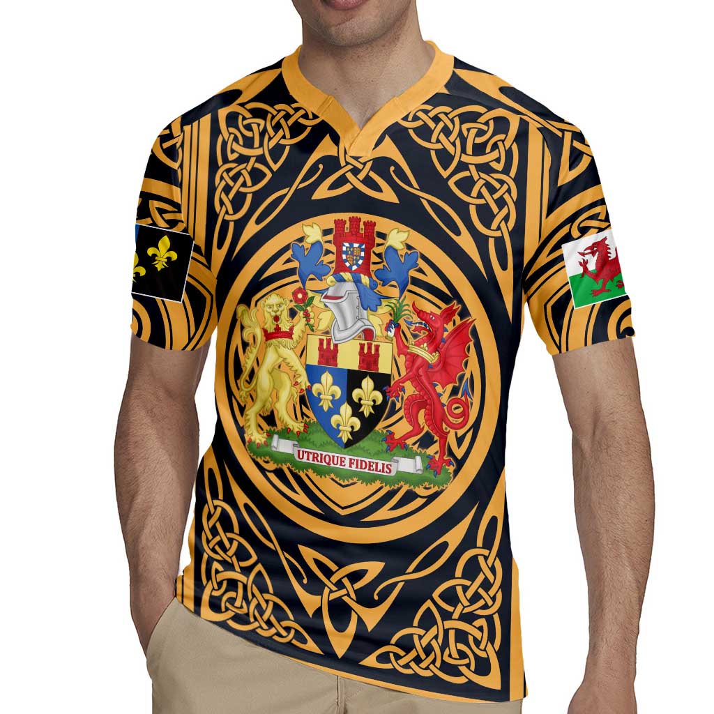 Personalized Monmouthshire Wales Rugby Jersey Coat Of Arms Celtic Style - Wonder Print Shop
