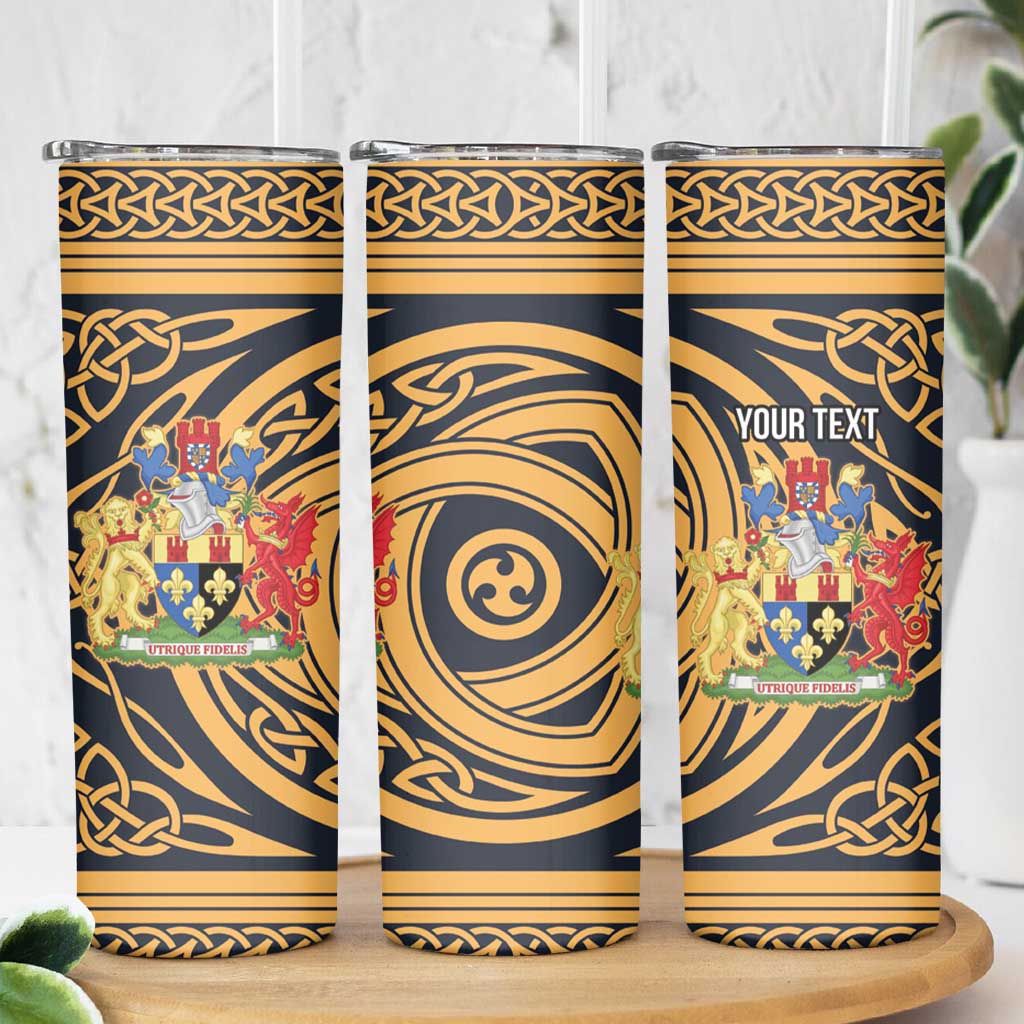 Personalized Monmouthshire Wales Skinny Tumbler Coat Of Arms Celtic Style - Wonder Print Shop