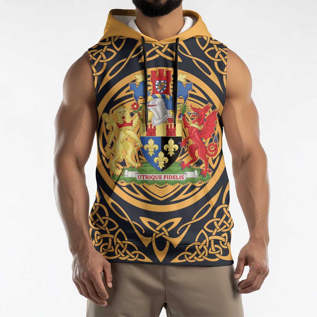 Personalized Monmouthshire Wales Sleeveless Hoodie Coat Of Arms Celtic Style - Wonder Print Shop