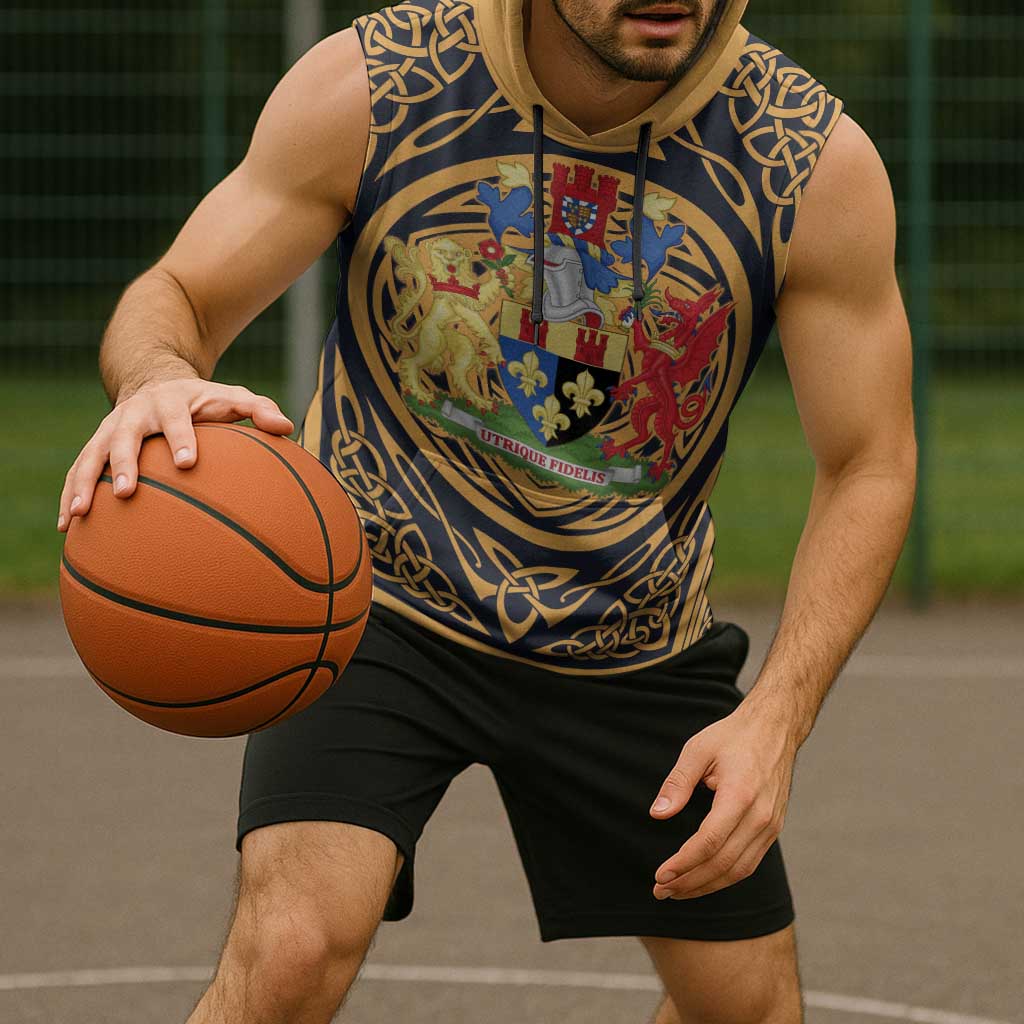 Personalized Monmouthshire Wales Sleeveless Hoodie Coat Of Arms Celtic Style - Wonder Print Shop