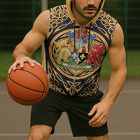 Personalized Monmouthshire Wales Sleeveless Zip Hoodie Coat Of Arms Celtic Style - Wonder Print Shop