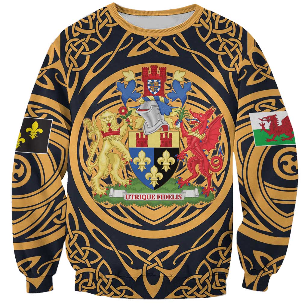 Personalized Monmouthshire Wales Sweatshirt Coat Of Arms Celtic Style - Wonder Print Shop
