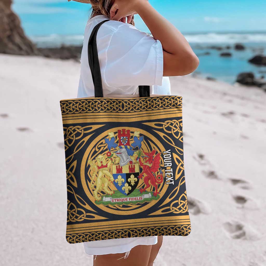Personalized Monmouthshire Wales Tote Bag Coat Of Arms Celtic Style - Wonder Print Shop