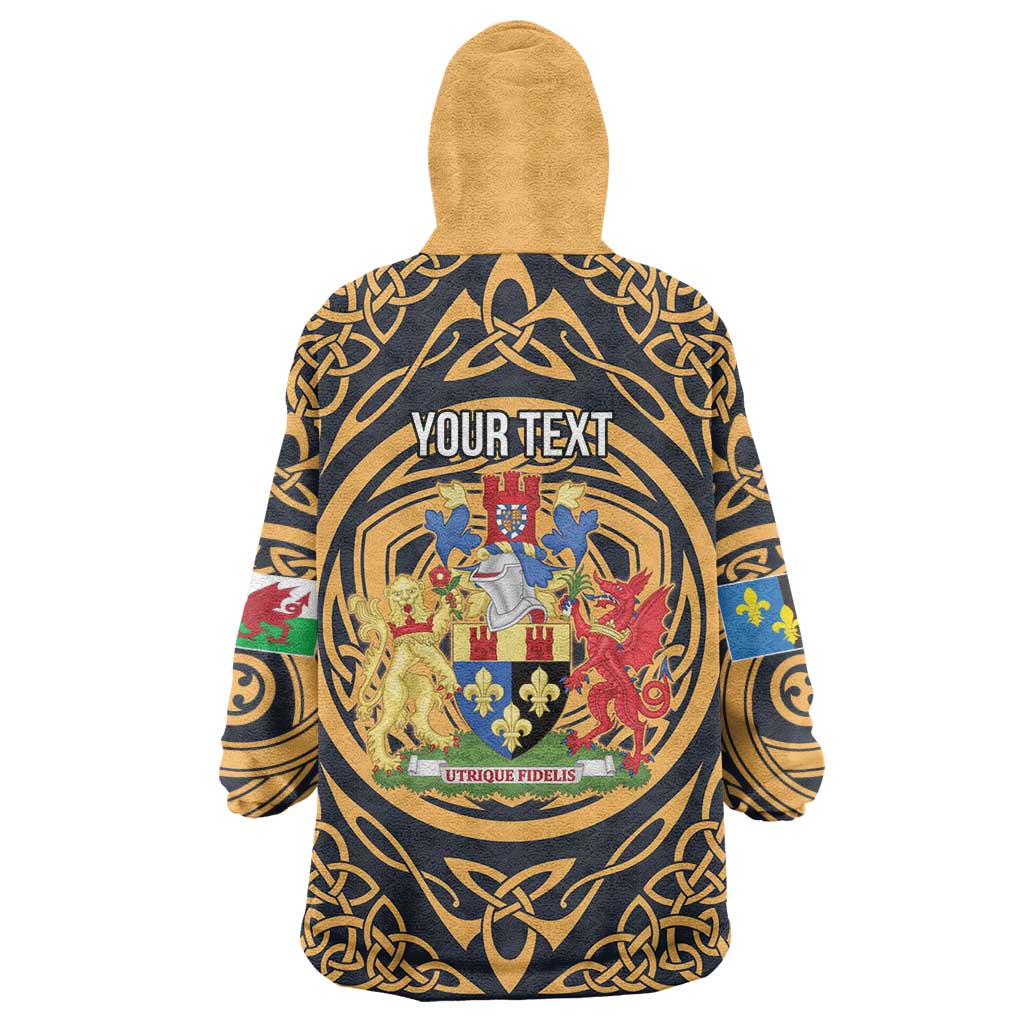 Personalized Monmouthshire Wales Wearable Blanket Hoodie Coat Of Arms Celtic Style - Wonder Print Shop