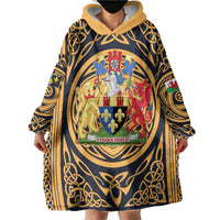 Personalized Monmouthshire Wales Wearable Blanket Hoodie Coat Of Arms Celtic Style - Wonder Print Shop