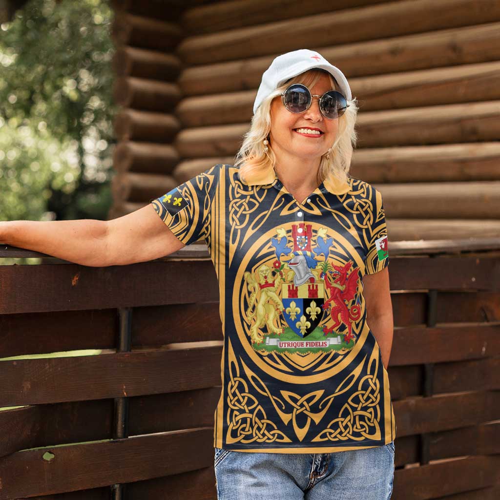 Personalized Monmouthshire Wales Women Polo Shirt Coat Of Arms Celtic Style - Wonder Print Shop