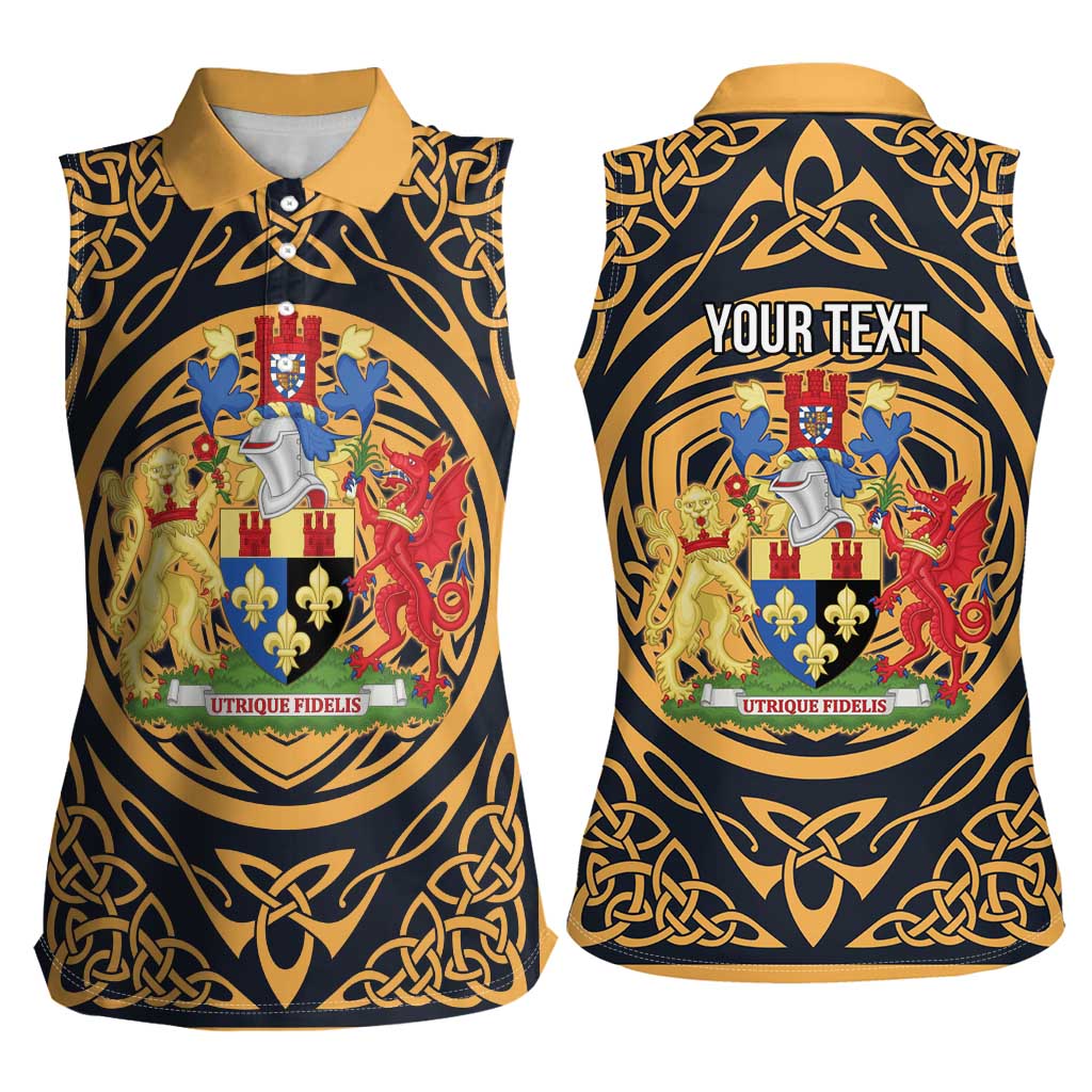 Personalized Monmouthshire Wales Women Sleeveless Polo Shirt Coat Of Arms Celtic Style - Wonder Print Shop