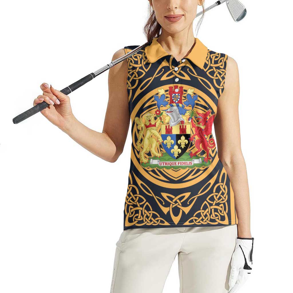 Personalized Monmouthshire Wales Women Sleeveless Polo Shirt Coat Of Arms Celtic Style - Wonder Print Shop