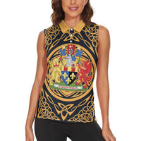Personalized Monmouthshire Wales Women Sleeveless Polo Shirt Coat Of Arms Celtic Style - Wonder Print Shop