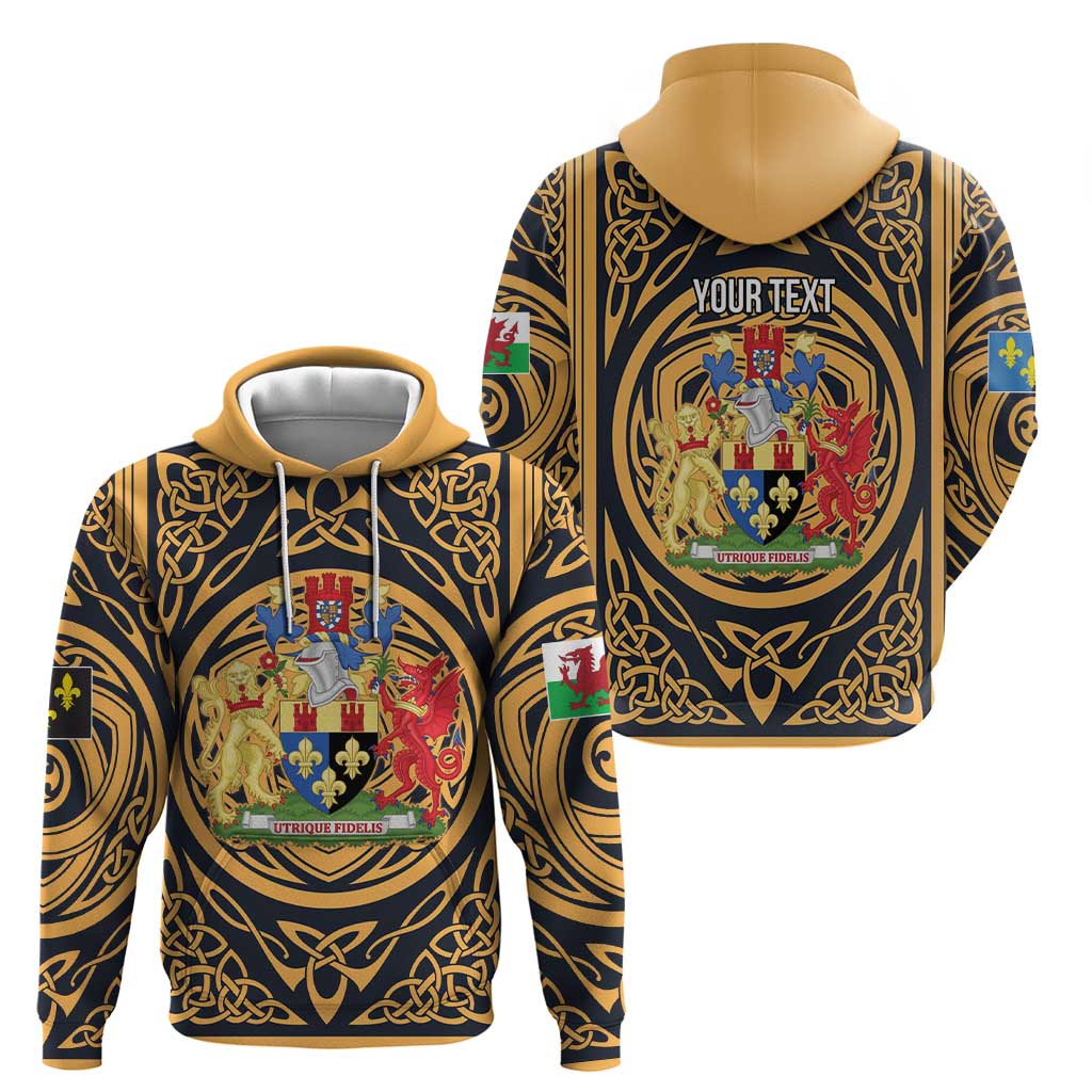 Personalized Monmouthshire Wales Zip Hoodie Coat Of Arms Celtic Style - Wonder Print Shop