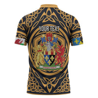 Personalized Monmouthshire Wales Zipper Polo Shirt Coat Of Arms Celtic Style - Wonder Print Shop