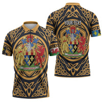 Personalized Monmouthshire Wales Zipper Polo Shirt Coat Of Arms Celtic Style - Wonder Print Shop
