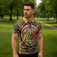 Personalized Monmouthshire Wales Zipper Polo Shirt Coat Of Arms Celtic Style - Wonder Print Shop