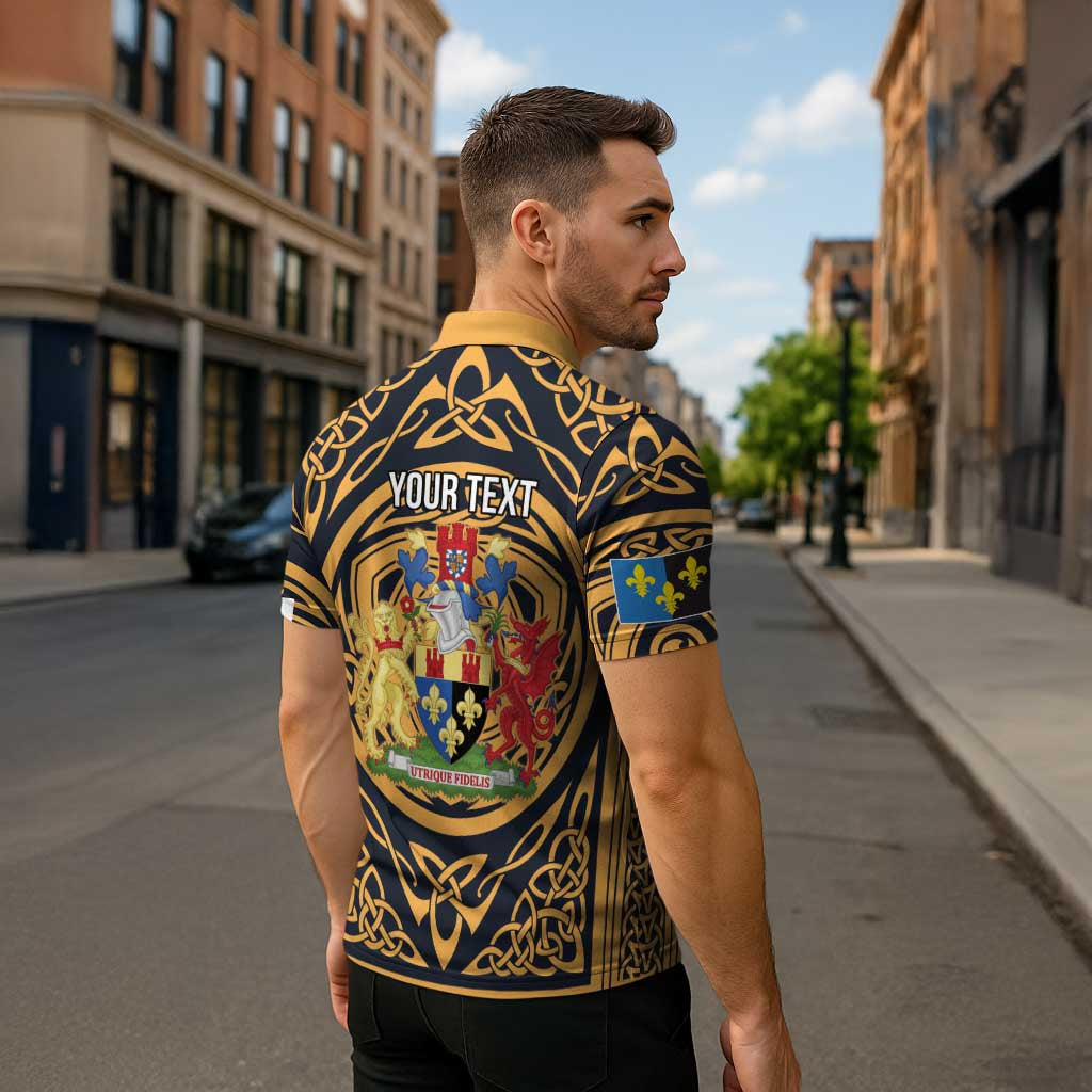 Personalized Monmouthshire Wales Zipper Polo Shirt Coat Of Arms Celtic Style - Wonder Print Shop