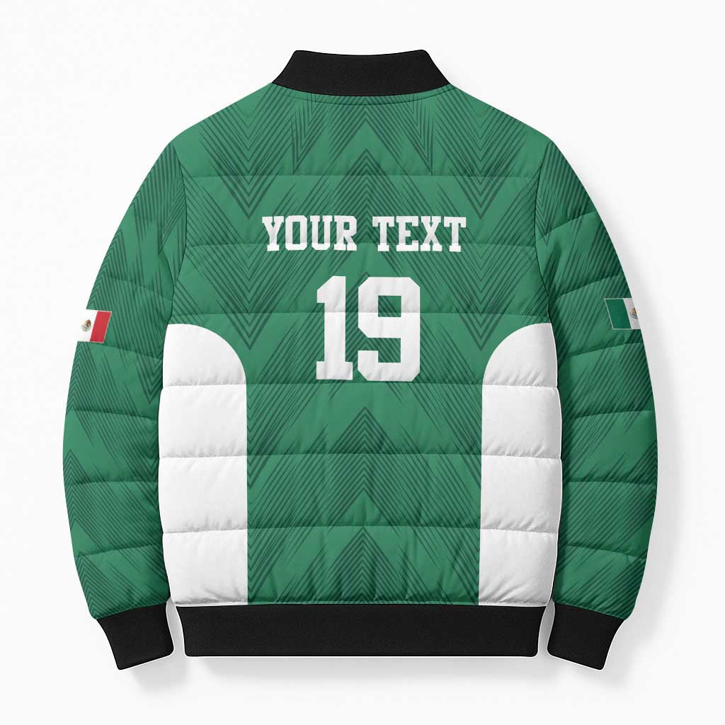 Custom Mexico Football Bomber Puffer Jacket El Tricolor World Cup Style - Wonder Print Shop
