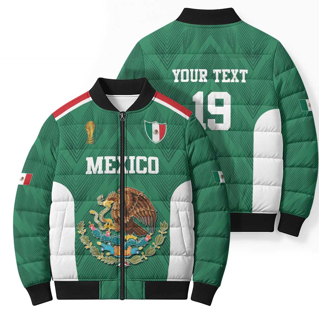Custom Mexico Football Bomber Puffer Jacket El Tricolor World Cup Style - Wonder Print Shop