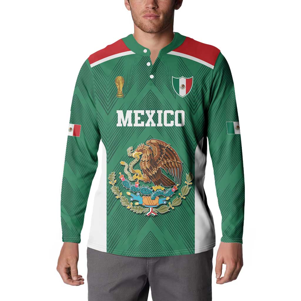 Custom Mexico Football Button Sweatshirt El Tricolor World Cup Style - Wonder Print Shop