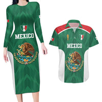 Custom Mexico Football Couples Matching Long Sleeve Bodycon Dress and Hawaiian Shirt El Tricolor World Cup Style - Wonder Print Shop