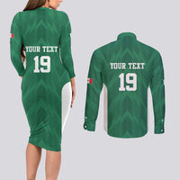 Custom Mexico Football Couples Matching Long Sleeve Bodycon Dress and Long Sleeve Button Shirt El Tricolor World Cup Style - Wonder Print Shop