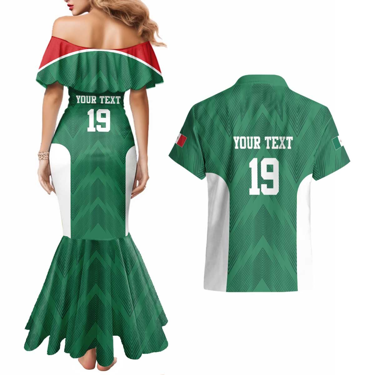 Custom Mexico Football Couples Matching Mermaid Dress and Hawaiian Shirt El Tricolor World Cup Style - Wonder Print Shop