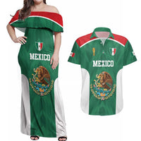 Custom Mexico Football Couples Matching Off Shoulder Maxi Dress and Hawaiian Shirt El Tricolor World Cup Style - Wonder Print Shop