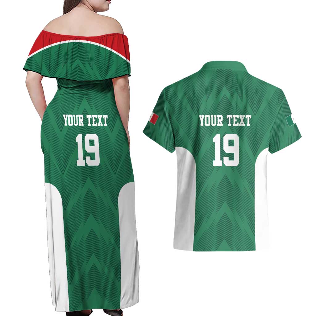 Custom Mexico Football Couples Matching Off Shoulder Maxi Dress and Hawaiian Shirt El Tricolor World Cup Style - Wonder Print Shop