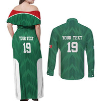 Custom Mexico Football Couples Matching Off Shoulder Maxi Dress and Long Sleeve Button Shirt El Tricolor World Cup Style - Wonder Print Shop
