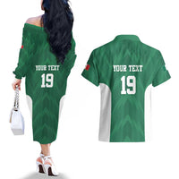 Custom Mexico Football Couples Matching Off The Shoulder Long Sleeve Dress and Hawaiian Shirt El Tricolor World Cup Style - Wonder Print Shop
