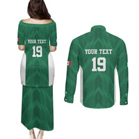 Custom Mexico Football Couples Matching Puletasi and Long Sleeve Button Shirt El Tricolor World Cup Style - Wonder Print Shop