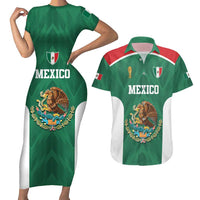 Custom Mexico Football Couples Matching Short Sleeve Bodycon Dress and Hawaiian Shirt El Tricolor World Cup Style - Wonder Print Shop