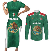 Custom Mexico Football Couples Matching Short Sleeve Bodycon Dress and Long Sleeve Button Shirt El Tricolor World Cup Style - Wonder Print Shop