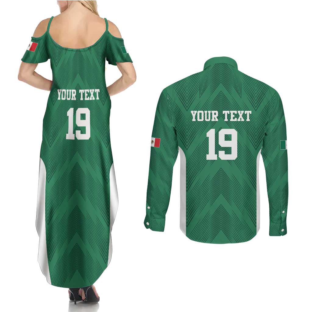 Custom Mexico Football Couples Matching Summer Maxi Dress and Long Sleeve Button Shirt El Tricolor World Cup Style - Wonder Print Shop
