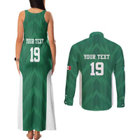 Custom Mexico Football Couples Matching Tank Maxi Dress and Long Sleeve Button Shirt El Tricolor World Cup Style - Wonder Print Shop