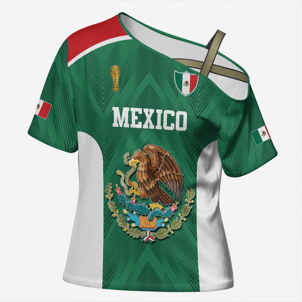 Custom Mexico Football Cross Shoulder Shirt El Tricolor World Cup Style - Wonder Print Shop