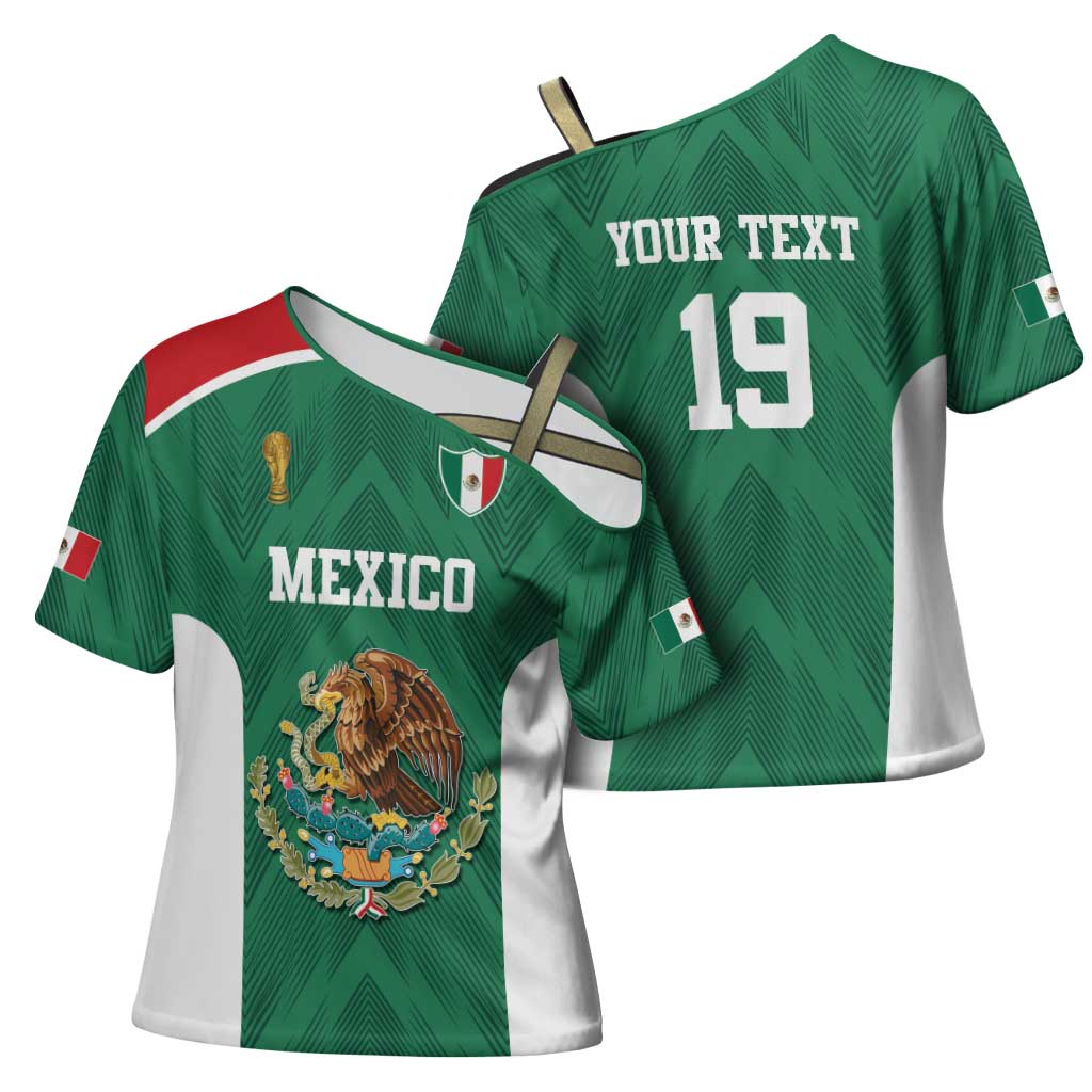 Custom Mexico Football Cross Shoulder Shirt El Tricolor World Cup Style - Wonder Print Shop