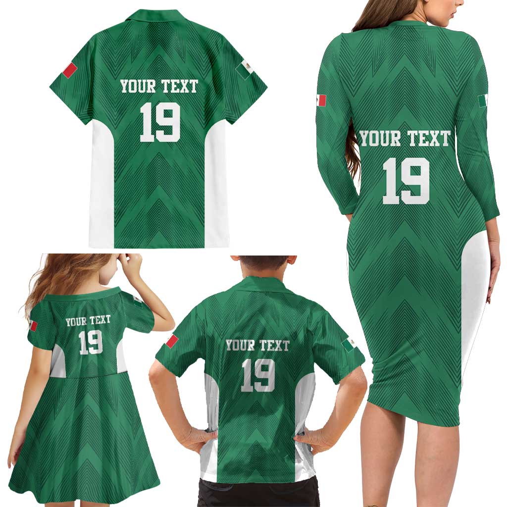 Custom Mexico Football Family Matching Long Sleeve Bodycon Dress and Hawaiian Shirt El Tricolor World Cup Style - Wonder Print Shop