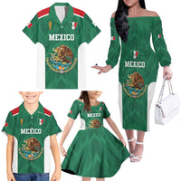 Custom Mexico Football Family Matching Off The Shoulder Long Sleeve Dress and Hawaiian Shirt El Tricolor World Cup Style - Wonder Print Shop