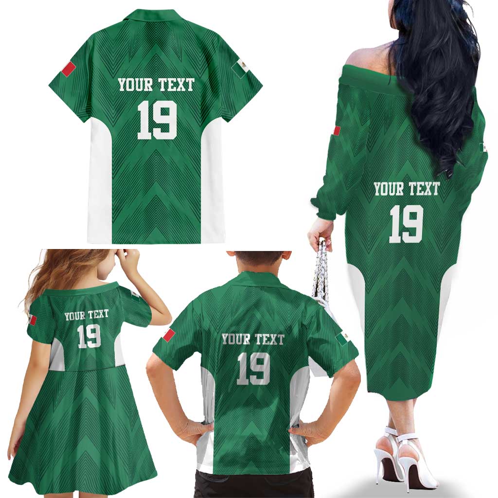 Custom Mexico Football Family Matching Off The Shoulder Long Sleeve Dress and Hawaiian Shirt El Tricolor World Cup Style - Wonder Print Shop