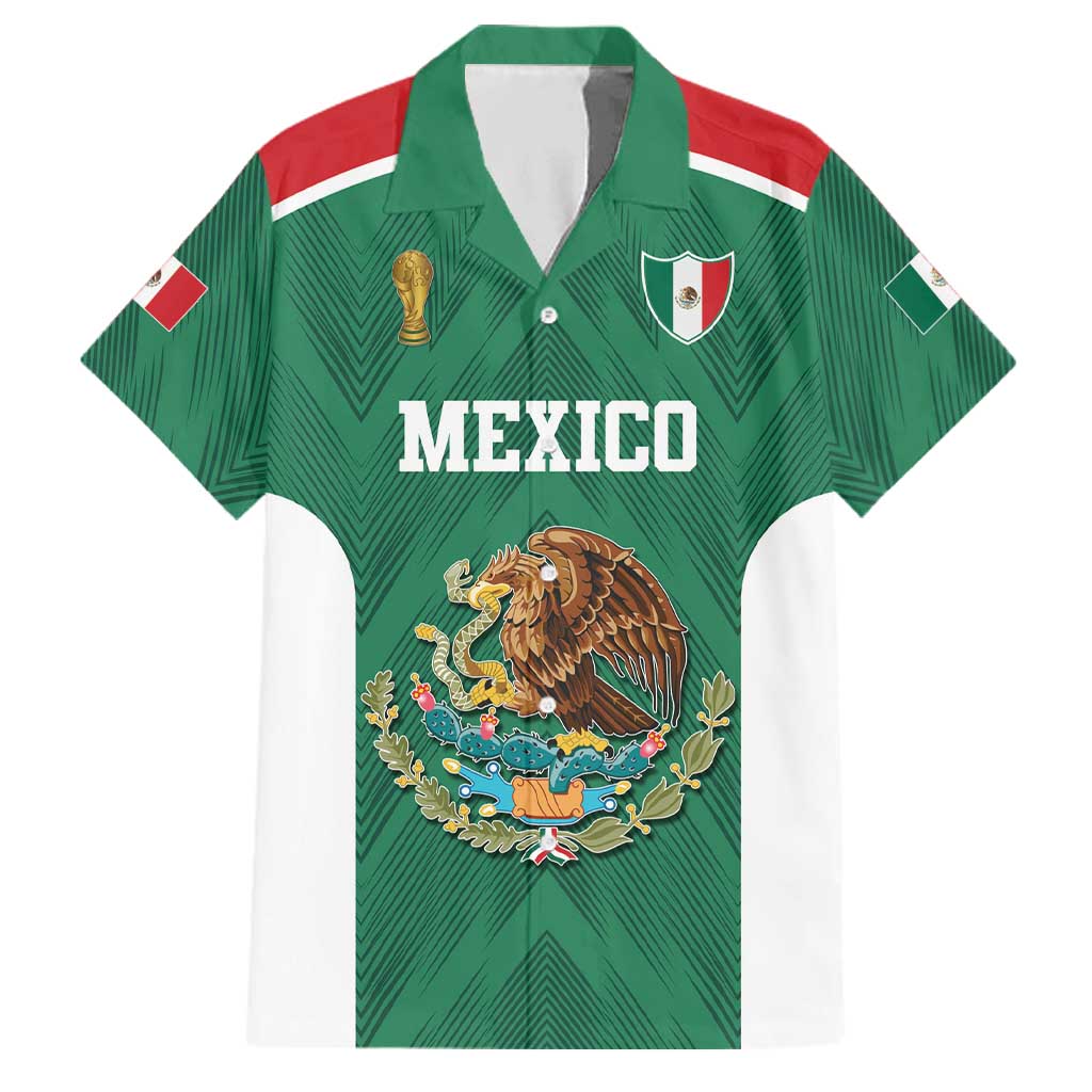 Custom Mexico Football Family Matching Off The Shoulder Long Sleeve Dress and Hawaiian Shirt El Tricolor World Cup Style - Wonder Print Shop
