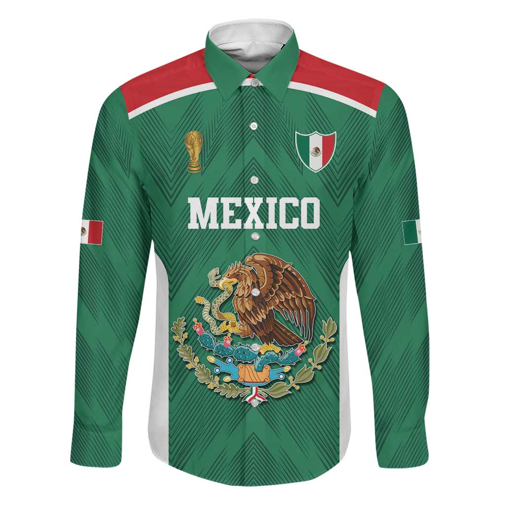 Custom Mexico Football Family Matching Off The Shoulder Long Sleeve Dress and Hawaiian Shirt El Tricolor World Cup Style - Wonder Print Shop