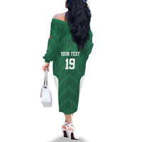 Custom Mexico Football Family Matching Off The Shoulder Long Sleeve Dress and Hawaiian Shirt El Tricolor World Cup Style - Wonder Print Shop