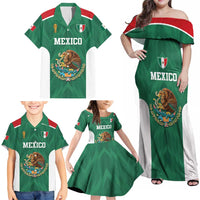Custom Mexico Football Family Matching Off Shoulder Maxi Dress and Hawaiian Shirt El Tricolor World Cup Style - Wonder Print Shop