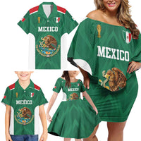 Custom Mexico Football Family Matching Off Shoulder Short Dress and Hawaiian Shirt El Tricolor World Cup Style - Wonder Print Shop