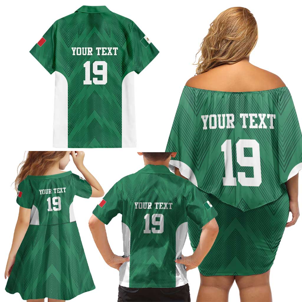 Custom Mexico Football Family Matching Off Shoulder Short Dress and Hawaiian Shirt El Tricolor World Cup Style - Wonder Print Shop