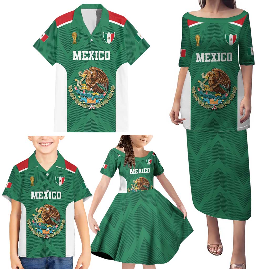Custom Mexico Football Family Matching Puletasi and Hawaiian Shirt El Tricolor World Cup Style - Wonder Print Shop