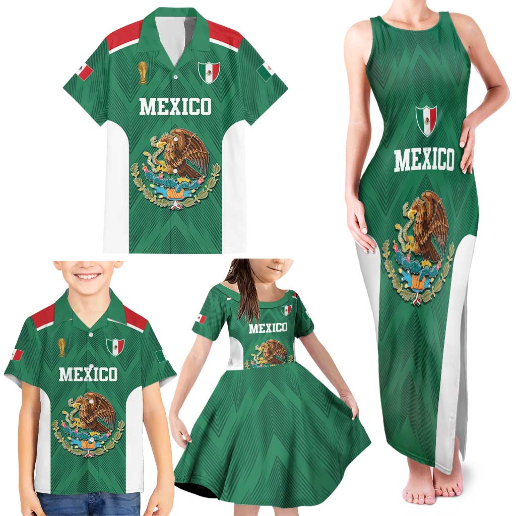 Custom Mexico Football Family Matching Tank Maxi Dress and Hawaiian Shirt El Tricolor World Cup Style - Wonder Print Shop