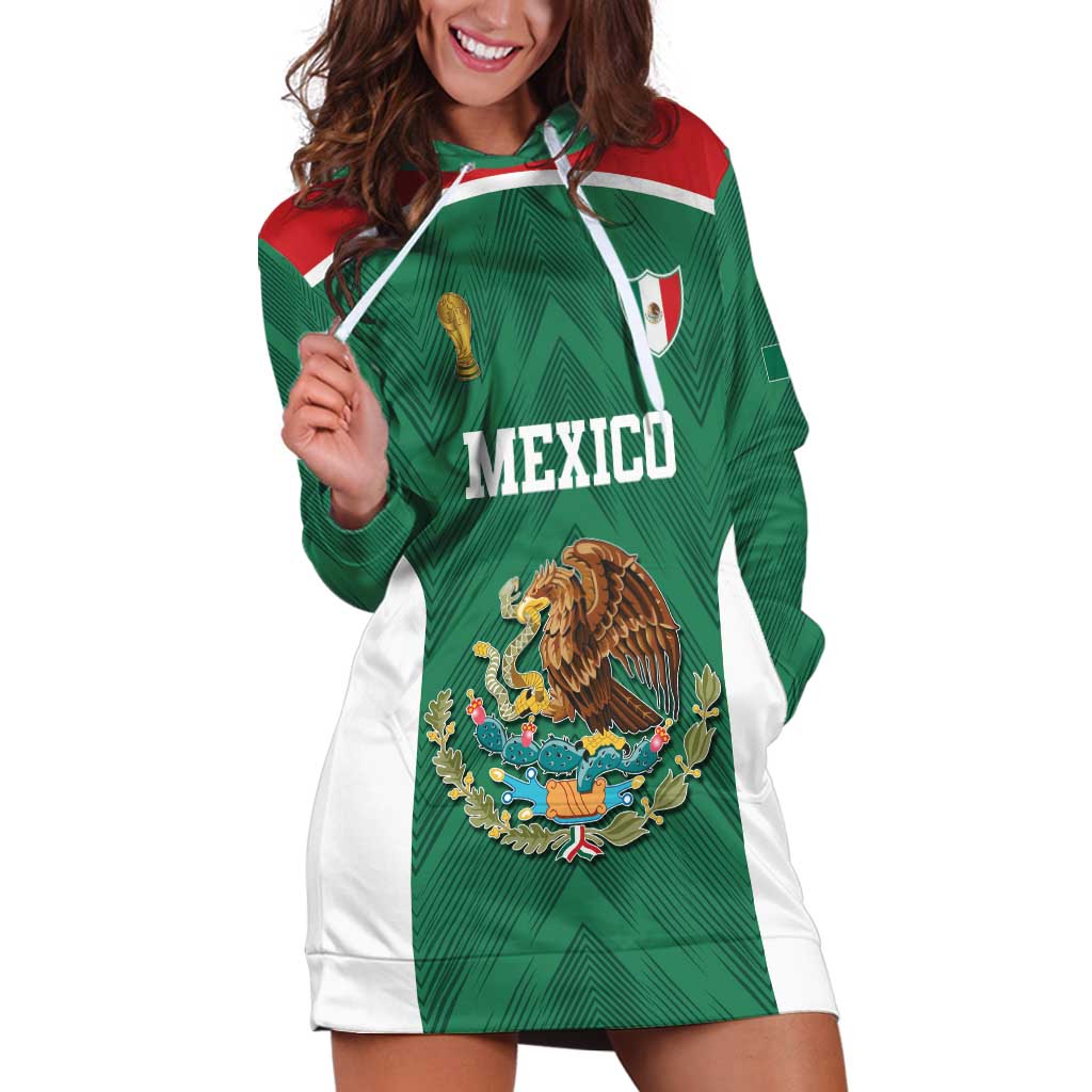 Custom Mexico Football Hoodie Dress El Tricolor World Cup Style - Wonder Print Shop