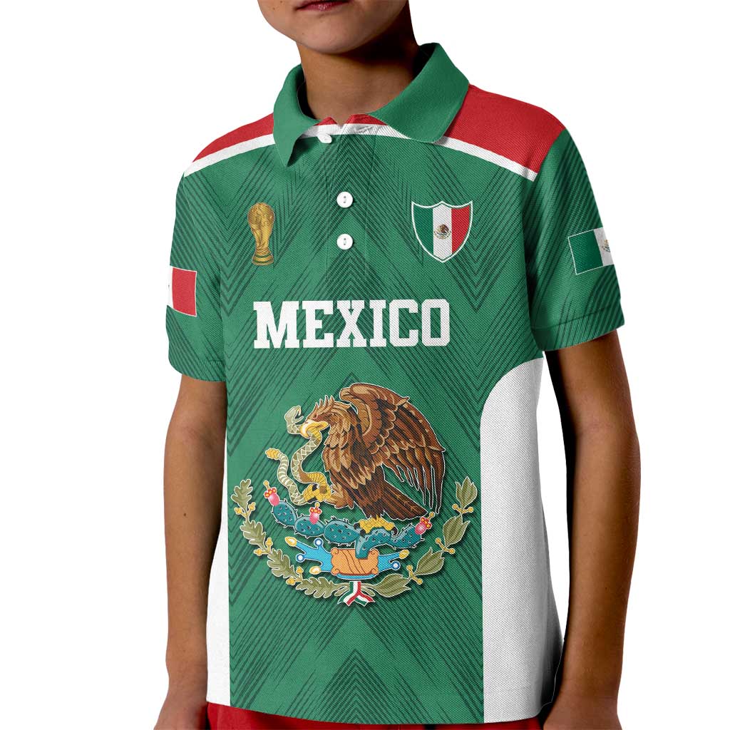 Custom Mexico Football Kid Polo Shirt El Tricolor World Cup Style - Wonder Print Shop