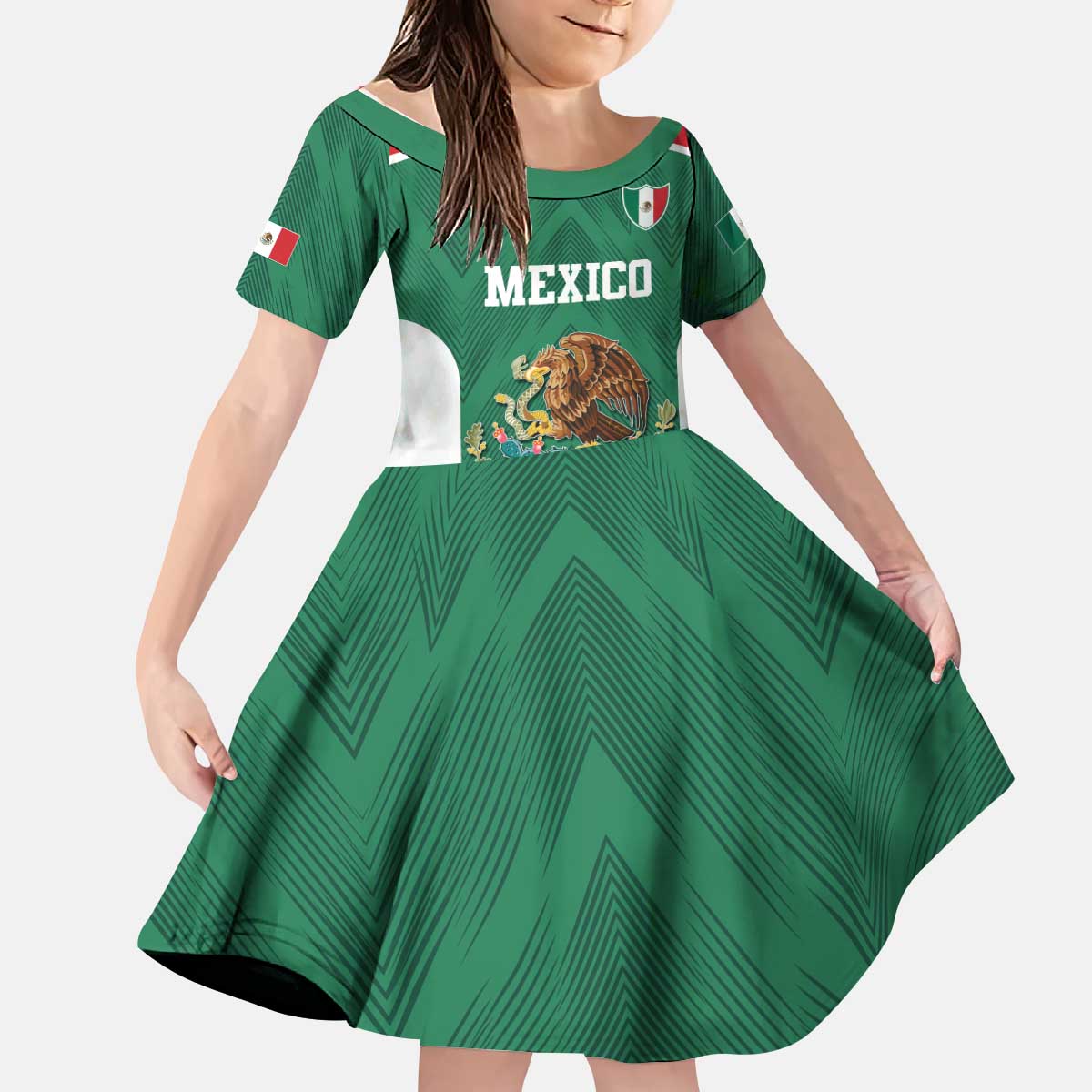 Custom Mexico Football Kid Short Sleeve Dress El Tricolor World Cup Style - Wonder Print Shop